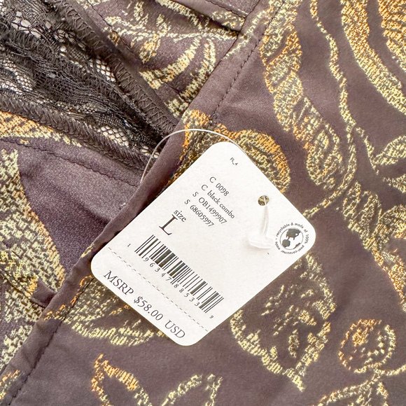 FREE PEOPLE Y2K Boho Butterfly Strappy Lace Detail Camisole Slip Vest Top NWT L - Picture 6 of 8